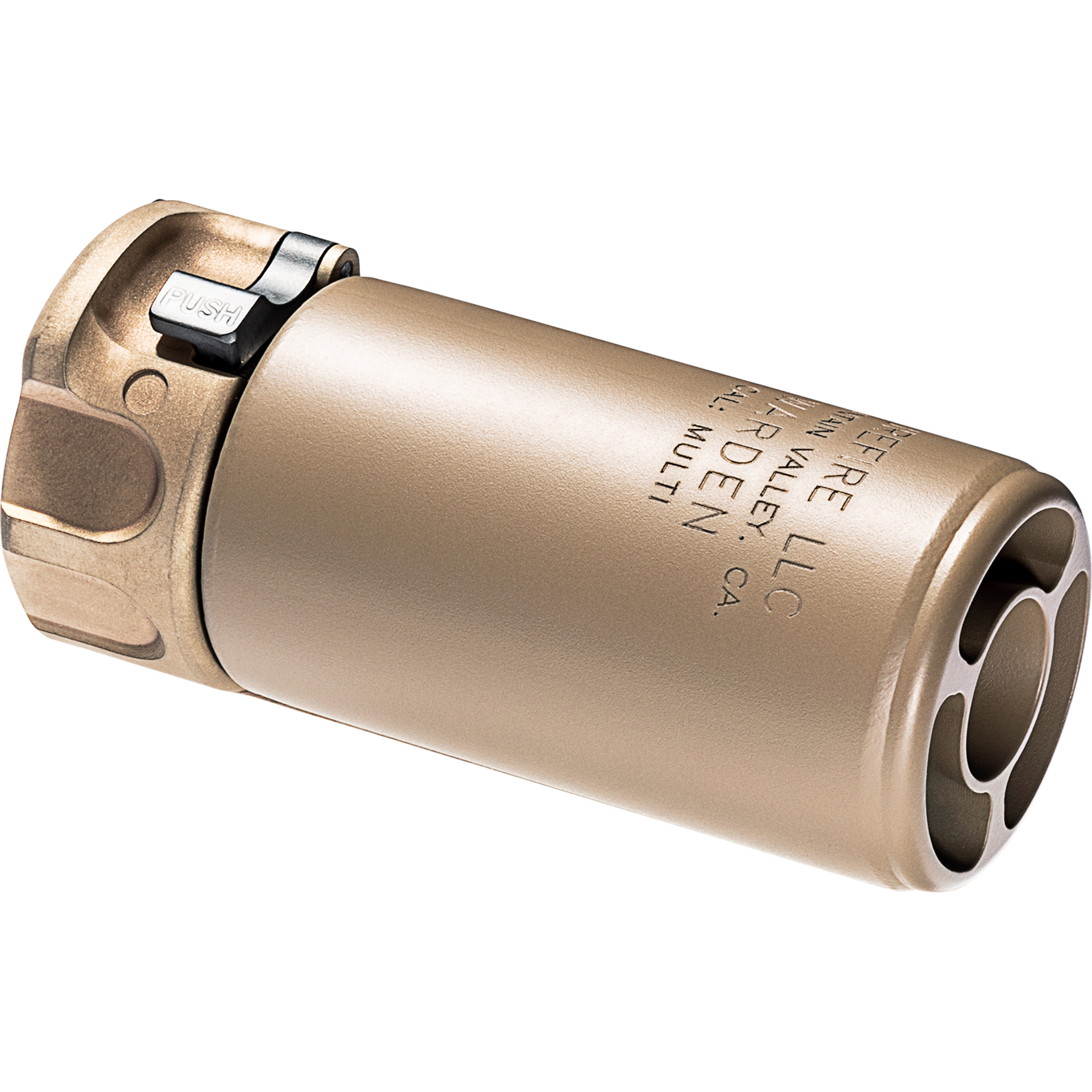 Blast Forward. The SureFire Warden Blast Regulator for 5.56 and 7.62 mm weapons is engineered to direct the concussive blast of the fired round forward of the weapon system without venting gas to the side, as seen with standard muzzle brakes. This aids in reducing the overpressure felt by others immediately to the left and/or right of the shooter’s firing position. It also limits any dust signature from the weapon when fired from a prone position. This version of the Warden quickly and easily mounts to any SureFire SOCOM Fast-Attach® 5.56 or 7.62 muzzle device through the same patented system found on SureFire SOCOM Fast-Attach® Series suppressors. Unlike sound suppressors, Wardens are not NFA devices and are available wherever SureFire products are sold, without any of the restrictions associated with suppressors.