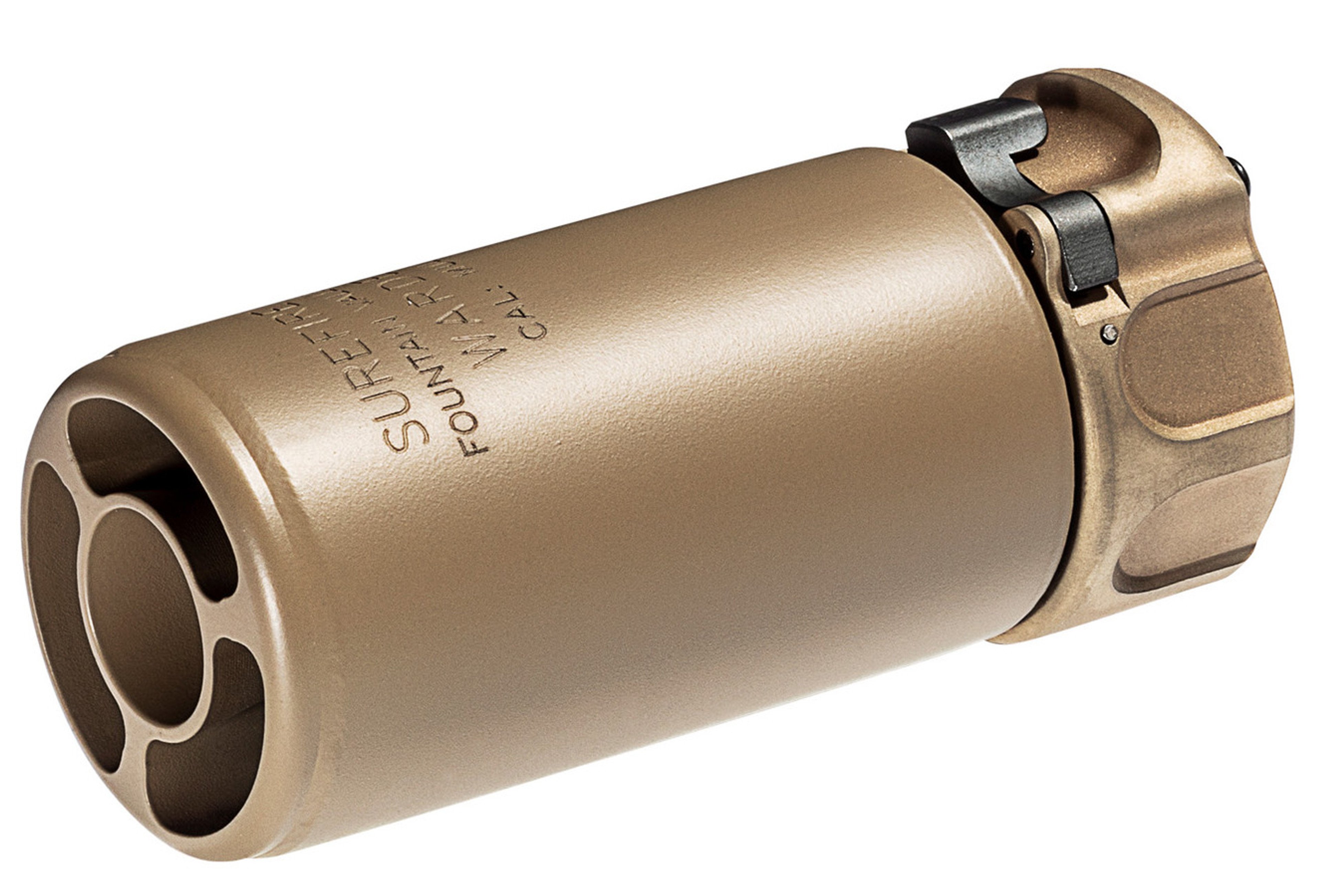 Blast Forward. The SureFire Warden Blast Regulator for 5.56 and 7.62 mm weapons is engineered to direct the concussive blast of the fired round forward of the weapon system without venting gas to the side, as seen with standard muzzle brakes. This aids in reducing the overpressure felt by others immediately to the left and/or right of the shooter’s firing position. It also limits any dust signature from the weapon when fired from a prone position. This version of the Warden quickly and easily mounts to any SureFire SOCOM Fast-Attach® 5.56 or 7.62 muzzle device through the same patented system found on SureFire SOCOM Fast-Attach® Series suppressors. Unlike sound suppressors, Wardens are not NFA devices and are available wherever SureFire products are sold, without any of the restrictions associated with suppressors.