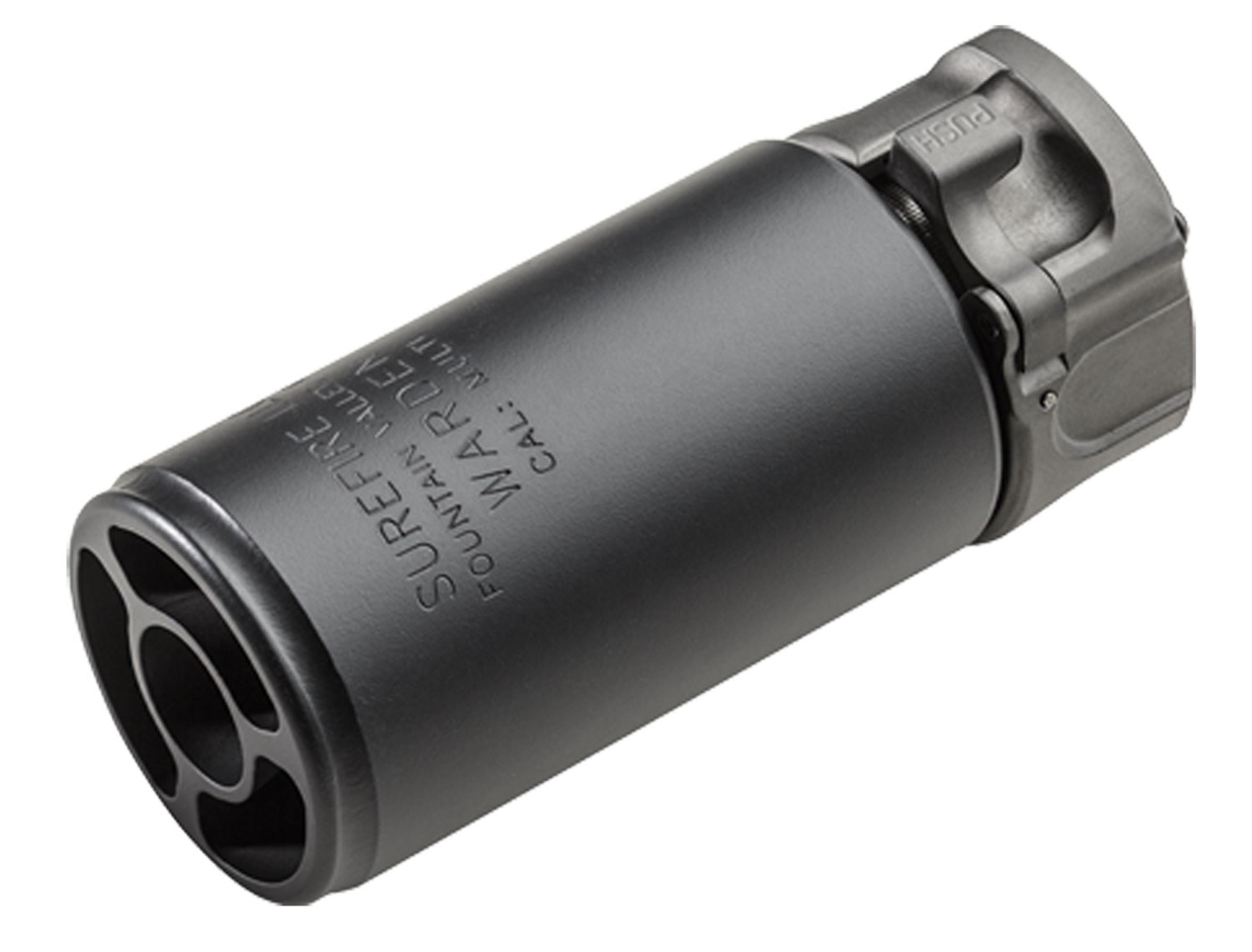 A direct-thread version of the best-selling Fast-Attach® Warden Blast Diffuser we designed for use with SureFire 5.56 mm and 7.62 mm
muzzle devices, the SureFire Warden direct-thread blast diffuser is precision-machined of rugged stainless steel, heat treated and coated with a durable Cerakote™ finish. The Warden enhances the refined appearance of any weapon with a 1/2-28 or 5/8-24 threaded barrel, protecting the barrel’s exposed threads from damage or fouling in lieu of a flash hider or muzzle brake. Its diffuser design directs the muzzle
blast forward when the weapon is fired. Measuring just 3.1 inches in length, the Warden adds a mere 7.8 ounces to the weight of the weapon, minimizing any effect on weapon handling characteristics. Unlike our award-winning sound suppressors, the Warden is not an
NFA device and is available wherever SureFire products are sold, without any of the restrictions associated with suppressors.