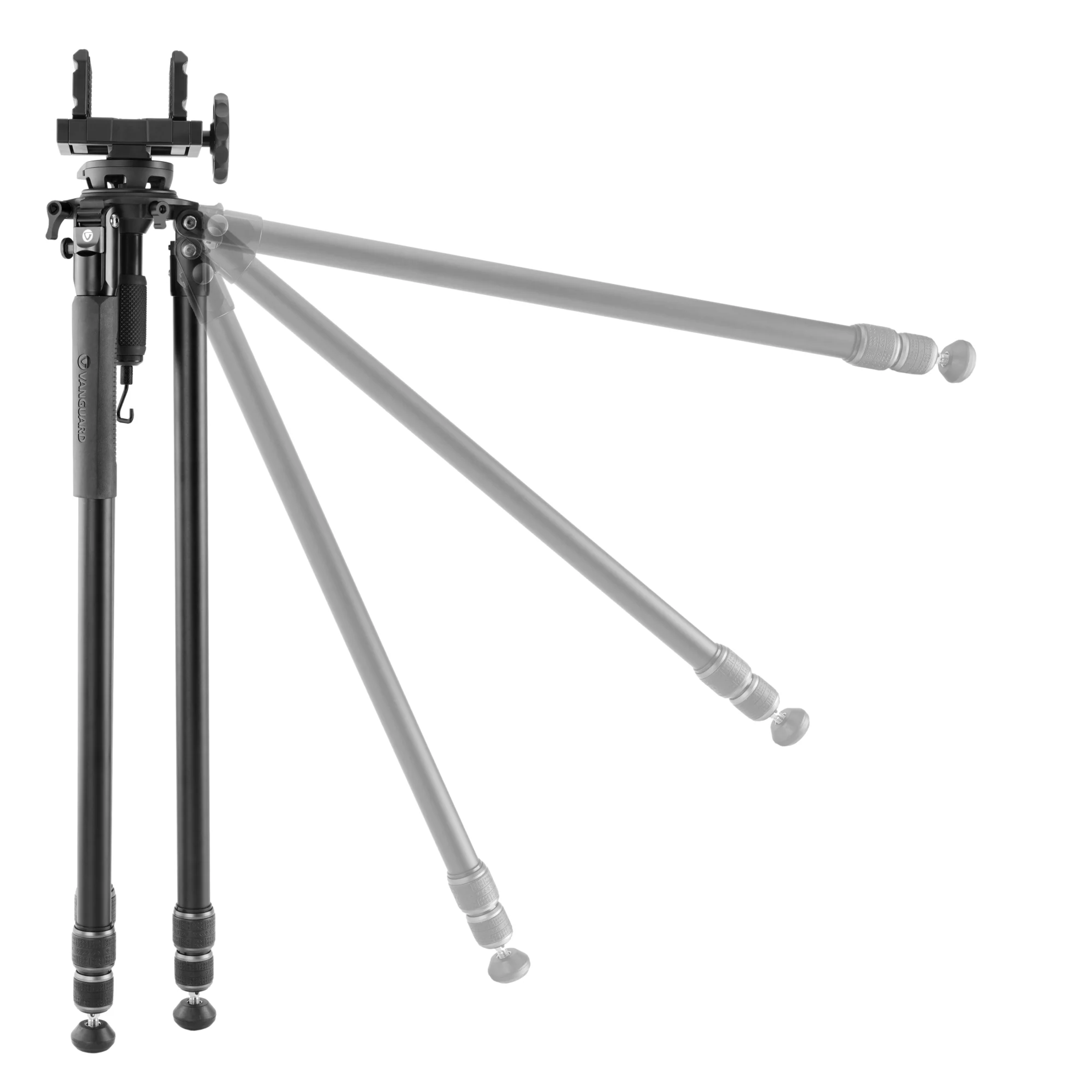 Endeavor L shooting tripods are built to deliver a solid platform for precise shots at all ranges, manufactured using advanced CNC engineering to deliver maximum performance and quality. The tripod features a fixed 65mm half-ball  that can rotate 360° with ±15° vertical movement, allowing you to adjust your aim with ease. The Endeavor GM-70 clamp allows you to mount a rifle or crossbow with a secure grip.