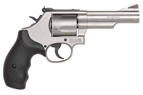 Smith & Wesson 162069 Model 69 44 Rem Mag or 44 S&W Spl Stainless Steel 4.25" 2 Piece Barrel & 5rd Cylinder, Matte Stainless Steel L-Frame, Full Stop Strap & Barrel Serration, Internal Lock