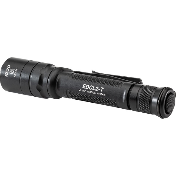 Carry A True Illumination Tool. The Everyday Carry Light 2 — or EDCL2-T — doubles down on the everyday brilliance of the EDCL1-T. Room for two 123A batteries gives EDCL2-T twice the fuel and more than double the maximum output for in-your-face performance. It punches out 1,200 lumens of blinding white light on High and a useful 5 lumens on Low through a Total Internal Reflection (TIR) lens that’s perfect for medium- to long-range illumination. Its body and tailcap are knurled for a secure grip, and its two-way clip permits bezel-up or bevel-down carry. It’s bold enough to confront any task.