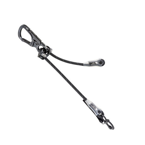 The unique aluminum adjuster allows the operator to easily extend and/or shorten the tether with one hand