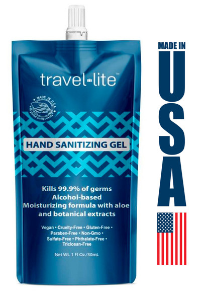 Travel Lite Pocket Hand Sanitizing Gel 70% Ethyl Alcohol 1oz 12/Pack