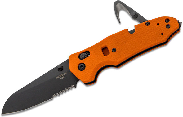 Hogue Trauma First Response Tool Folding Knife Sheepsfoot Combo 3.4" Blade Orange