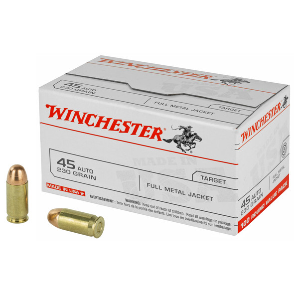 Winchester USA ammunition was developed to provide excellent performance at an affordable price for the high volume shooter. Featuring high quality Winchester components, this ammunition delivers outstanding reliability. This ammunition is loaded with a full metal jacket bullet which is known for its positive functioning and exceptional accuracy. On impact this bullet does not expand and is ideal for target shooting. This ammunition is new production, non-corrosive, in reloadable brass cases. 