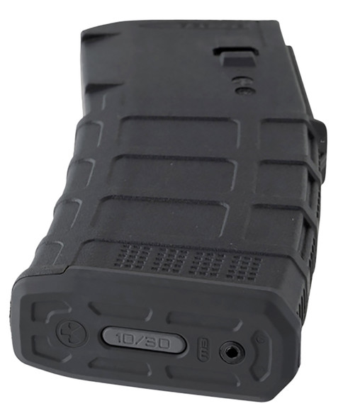 The PMAG 10/30 AR/M4 GEN M3 is a polymer magazine for AR15/M4 compatible weapons. It was designed for users who reside in areas with magazine capacity restrictions but desire a standard 30-round magazine form. Built in-line with our other PMAGS, the PMAG 10/30 provides the same next-gen impact and crush resistance, constant curve geometry, and long-life stainless-steel spring to ensure smooth feeding. Weve added a proprietary lock plate that reduces the maximum capacity to 10 rounds, and its permanently secured by an aluminum rivet. A lock plate tab that's clearly marked for capacity is also included. With the standard 30-round magazine form, the PMAG 10/30 maintains mag pouch compatibility while complying with local restrictions. ***Not designed or intended to be modified in any way.Made in the USA.