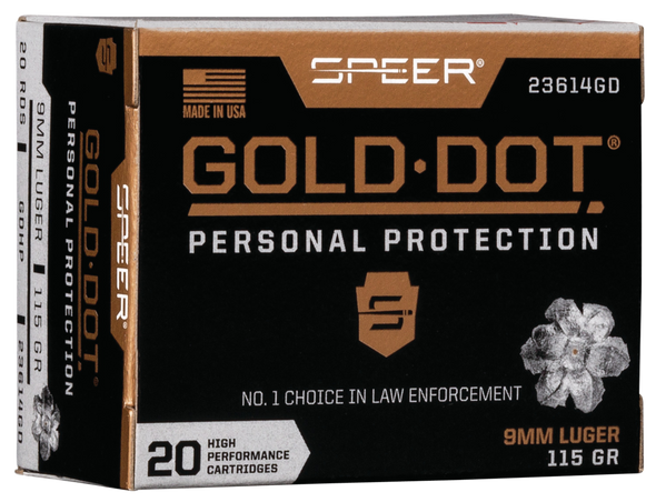 Speer Gold Dot 9mm 115gr JHP Ammunition 20rds