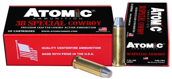 Atomic  Cowboy Action .38 Special 125gr LRN Flat Point Ammunition 50-Rounds