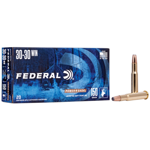 Federal Power-Shock .30-30 Winchester 150gr SP Flat Nose Ammunition 20-Rounds