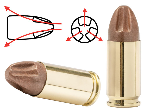 Norma NXD Non-eXpanding Defensive 9mm 65gr Molded Copper Projectile Lead-Free Ammunition 1730 FPS 200-Rounds 