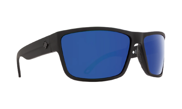 Spy Optic Rocky Soft Matte Black Happy Dark Gray Green Polar With Dark Blue Spectra Mirror Sunglasses