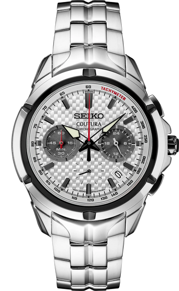 Seiko SSB433 Coutura Chronograph SILVER Dial 43mm Quartz Watch Stainless Steel Case & Bracelet 