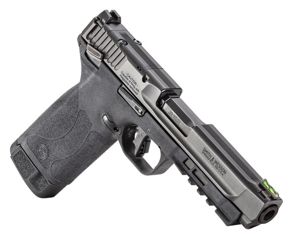This handgun is all about bringing more – more capacity, more reliability,
more consistency, more excitement. With a staggering 30 rounds in the magazine, you can enjoy more time shooting and less time spent reloading. Using the TempoTM barrel system, the front gas port keeps everything working as it should – no moving parts until they’re supposed to be moving. With an optics-cut slide,
out of the box, you can mount most micro red dots and hit the range.
Get more with the new M&P®22 Magnum.