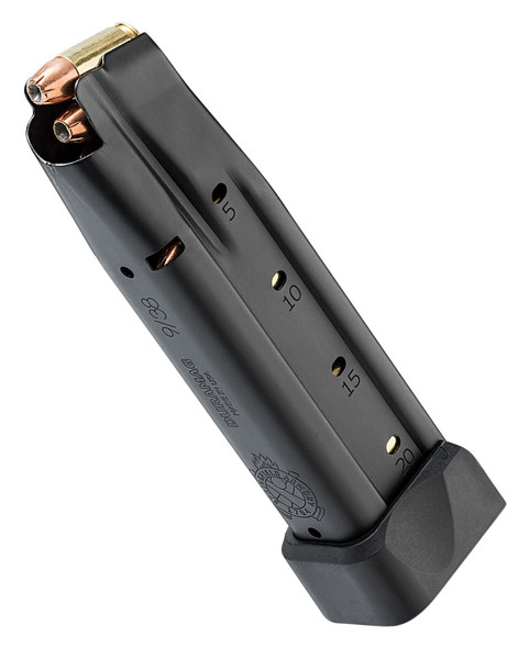 The 20-round 1911 DS magazine is constructed of 410 stainless steel for ultimate durability and features witness holes to aid in reloading. 1911 DS magazines are cross compatible with 2011 platforms.