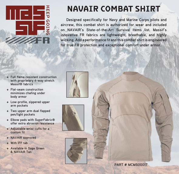 Massif NAVAIR Combat Tan Shirt Made In USA Berry Compliant