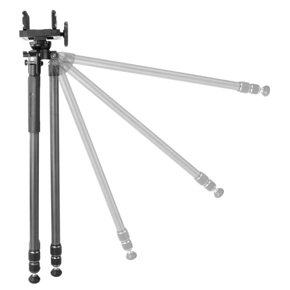 Endeavor series shooting tripods are built for the field or blind, helping you stay steady at all distances, from short-range shots to long-range precision shooting. Constructed using advanced CNC engineering for maximum precision and quality, these tripods are available in a choice of carbon or aluminum as well as a selection of removable or fixed canopies. The Endeavor GM-70 gun or crossbow mount reduces your load and helps you stay steady over extended time. Opening up to 70mm wide, this clamping head offers a secure grip for your rifle or crossbow, while a rubber lining inside the grip walls protects your piece from scratching. Weighing only 1.8 lbs., the GM-70 mount packs a lot of grip power without becoming a packing burden. When a simple shooting stick won’t do – when you really need maximum support for your firearm in the field or on the range – you can rely on Vanguard’s Endeavor L series to come through.