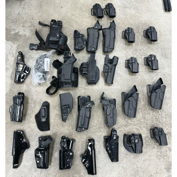 Lot of 29 Assorted Tactical Duty Holsters, police trade 