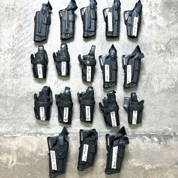 Lot of 18pc Assorted Basketweave Duty Holster, Police Trade