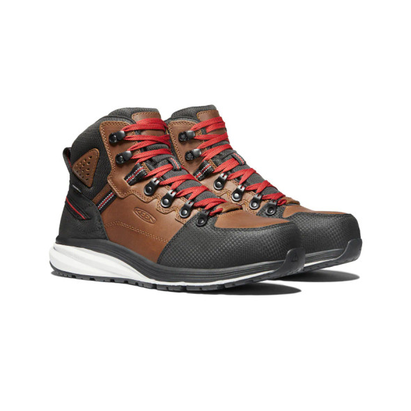 Keen Men’s Red Hook Tobacco/Black Waterproof Boot (Carbon Toe)