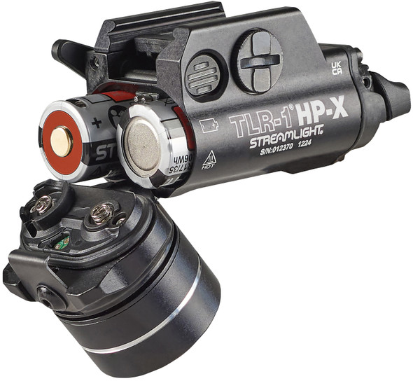 The TLR-1 HP-X delivers a high-candela beam for long-range illumination. Designed for efficiency, its front-loading battery compartment ensures quick, hassle-free replacements. Includes standard and extended paddle switches to match your shooting preference. Multi-fuel options let you choose between two SL-B9® rechargeable battery packs or CR123A lithium batteries.