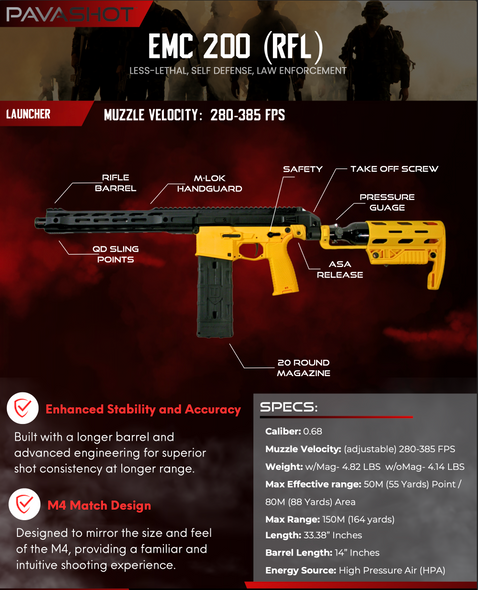 PavaShot EMC 200 Less Lethal Launcher w/ 14" Barrel