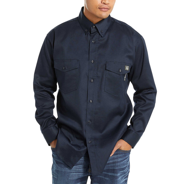 Wolverine Men's FR Twill Navy Long Sleeve Shirt