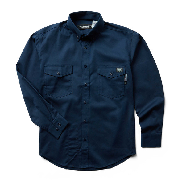 Wolverine Men's FR Twill Navy Long Sleeve Shirt