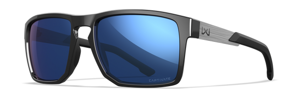 Wiley X Apex Sunglasses Captivate Polarized Blue/Gloss Black Frame