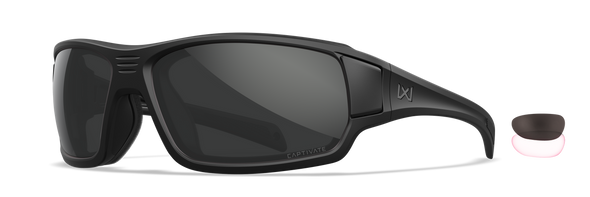 Wiley X Breach 2.5 Sunglasses Matte Black Frame with Captivate Grey/Clear Lenses