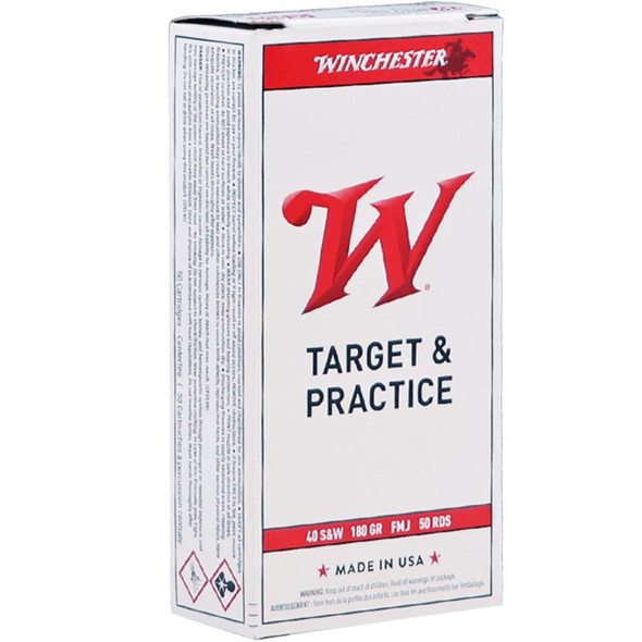 Winchester USA 40 S&W Ammo 180 Grain Full Metal Jacket Q-Loads - 500 Rounds