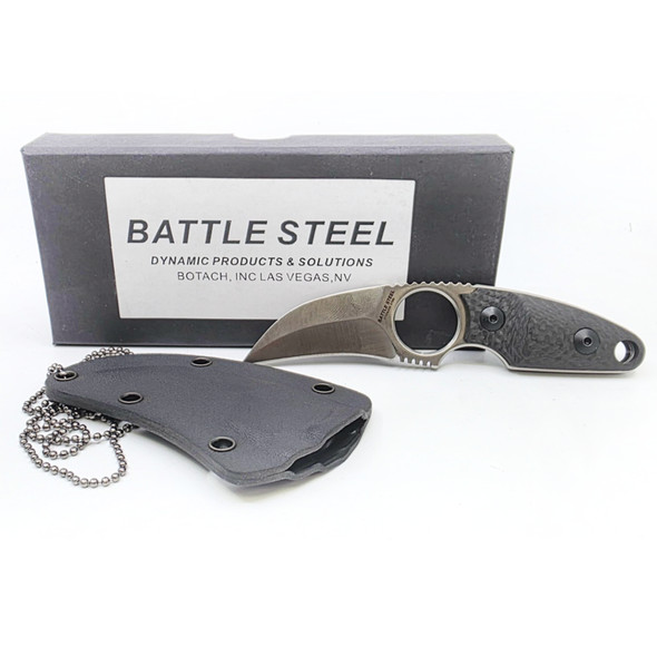 BattleSteel Eagle Claw Knife,  2" Fixed Blade, Ring Handle w/ Kydex Sheath & Necklace, Open Box