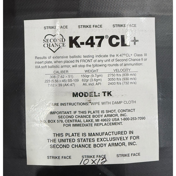 Second Chance Police Tactical Body Armor Carrier w/ K-47 CL+ Class III Hard Plate, Police Trade
