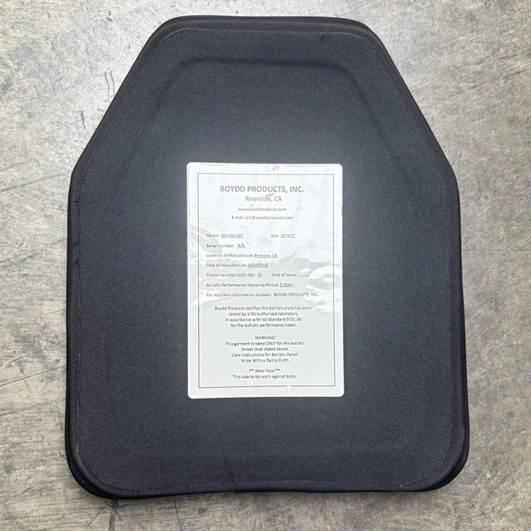 Level 4 Single Boydd Ballistic Armor Plate IV, Police Trade