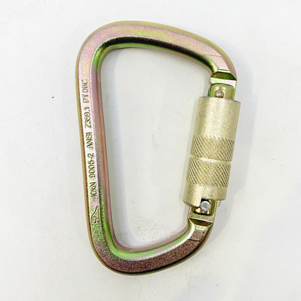 Steel Twist-Lock Carabiner | 40kN ANSI Z359.1 Auto-Locking Modified-D Connector, New/Old Stock