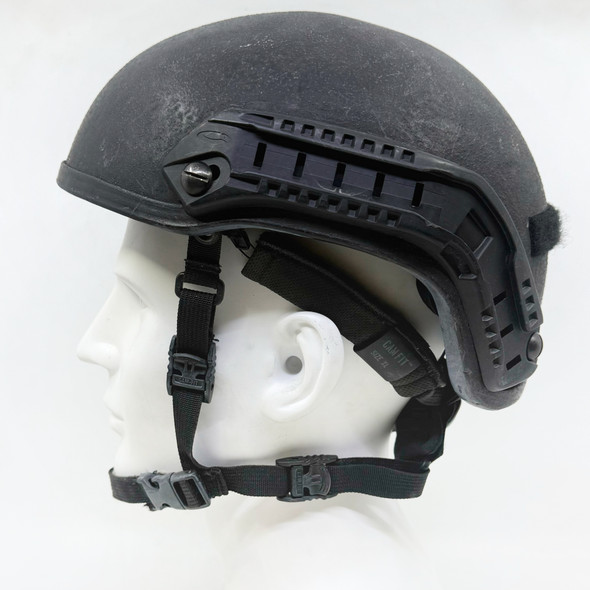 3M Ceradyne Gunfighter MPAG/MCIP Ballistic Helmet, NIJ IIIA Black High Cut w/ Side Rails & BOA System, Police Trade