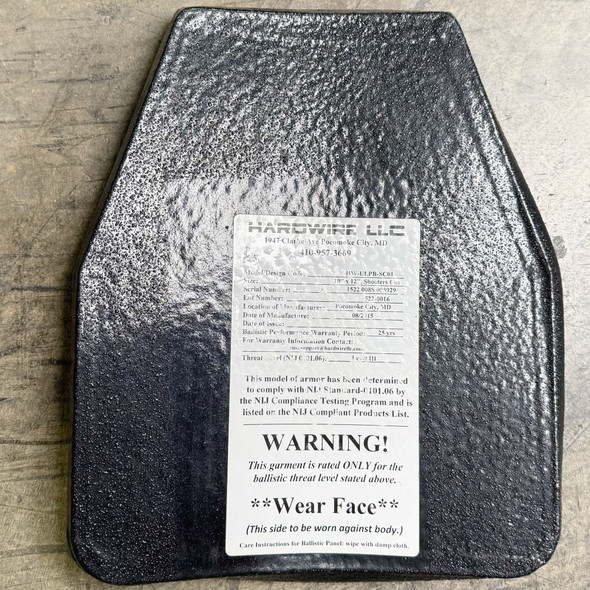 Hardwire ULPB-SC01 Single Armor Plate, Level III, Police Trade