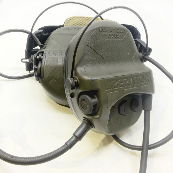 Safariland Liberator HP 2.0 Behind-the-Head Tactical Headset, OD Green Electronic Hearing Protection with Boom Mic, Police Trade