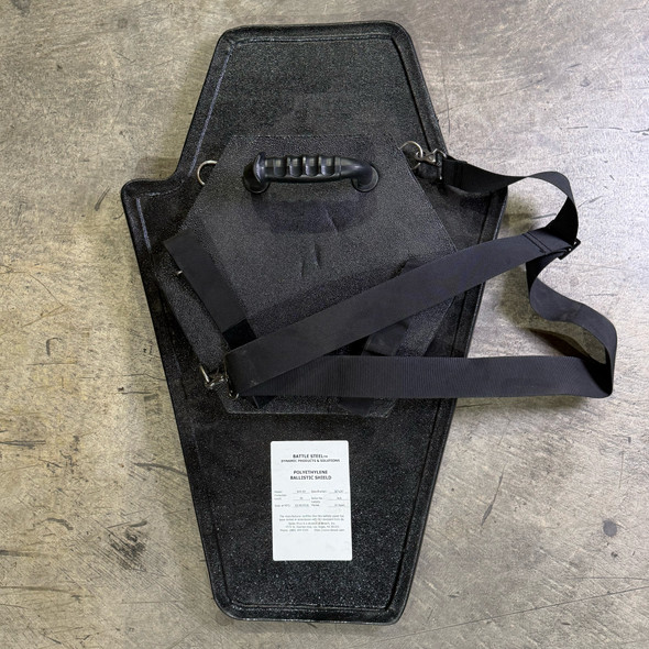 Battle Steel 30"×20" NIJ III Flat Polyethylene Ballistic Shield Single Hand w/Strap, Open Box