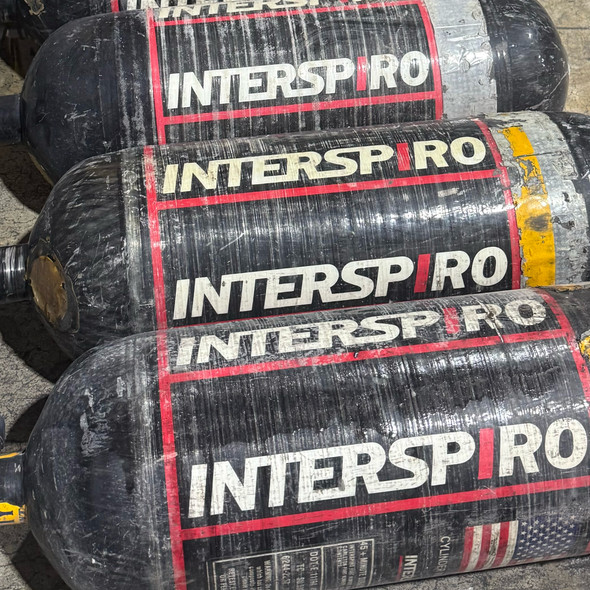 Interspiro 4500 PSI Carbon Fiber Breathing Air Cylinder, Non-Functional, Training/Display, Fire Department Trade