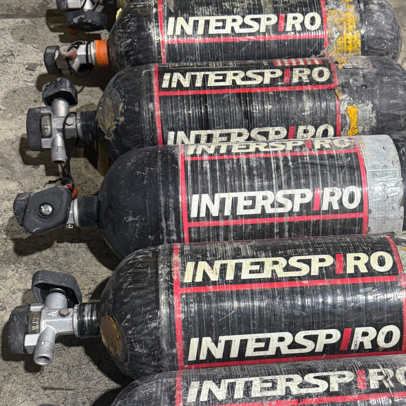 Interspiro 4500 PSI Carbon Fiber Breathing Air Cylinder, Non-Functional, Training/Display, Fire Department Trade