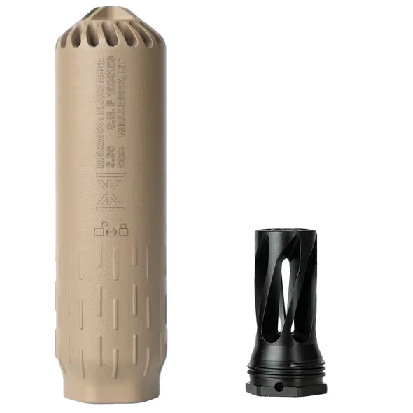 HUXWRX Flow 556K 5.56mm Suppressor with Flash Hider, FDE
