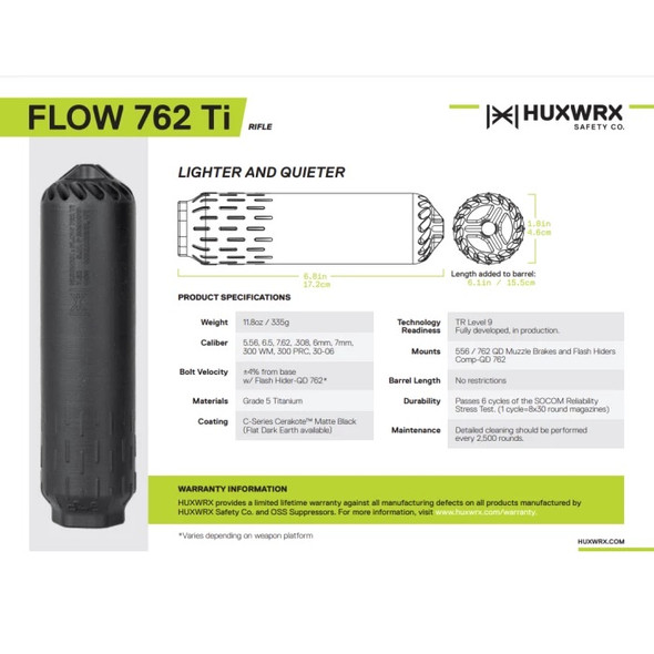 HUXWRX FLOW 762 Ti with Muzzle Brake, Black