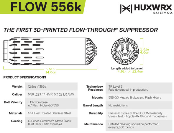 HUXWRX FLOW 556k Suppressor, FDE