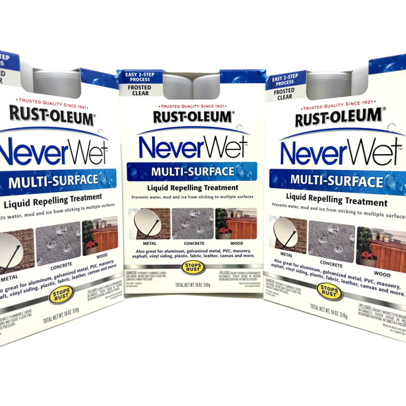 Rust-Oleum NeverWet Multi-Surface Spray, 18 oz – Clear Waterproofing & Rust-Stop Treatment, 3 Pack, New/Old Stock