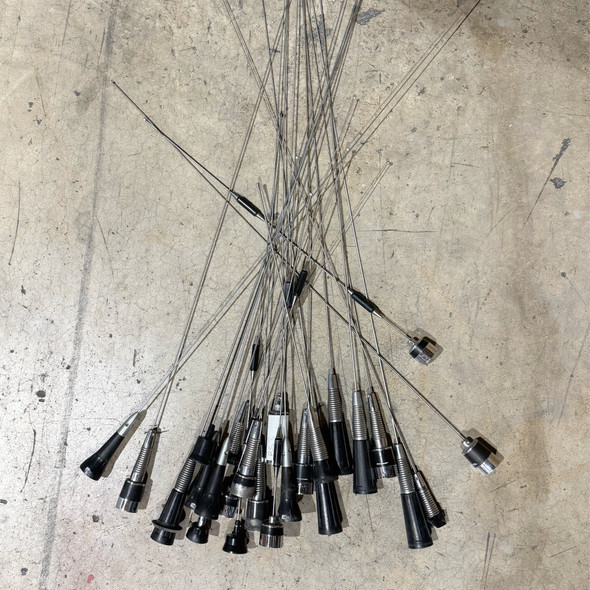 Assorted Lot of 29 pcs, VHF/UHF Mobile Whip Radio Antennas, Fire Department Trade