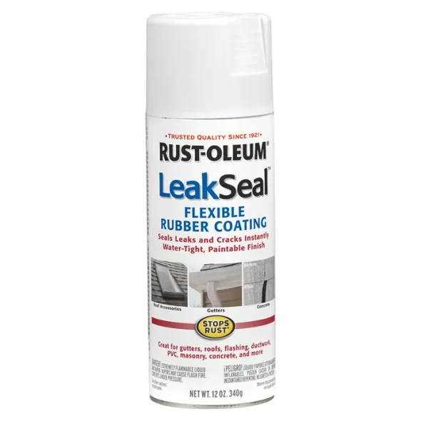 Rust-Oleum LeakSeal Flexible Rubber Coating Spray, 12 oz – Waterproof Sealant for Roofs, Gutters & Concrete, 6PK, New/Old Stock