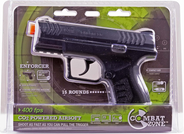 Umarex Combat Zone Enforcer CO2 Airsoft Pistol, 6mm BB, 400 FPS, Non-Blowback, 15-Round Magazine, New/Old Stock