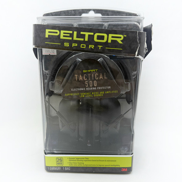Peltor Sport Tactical 500 Electronic Ear Muffs 26dB NRR Bluetooth Black TAC500-OTH, Open Box