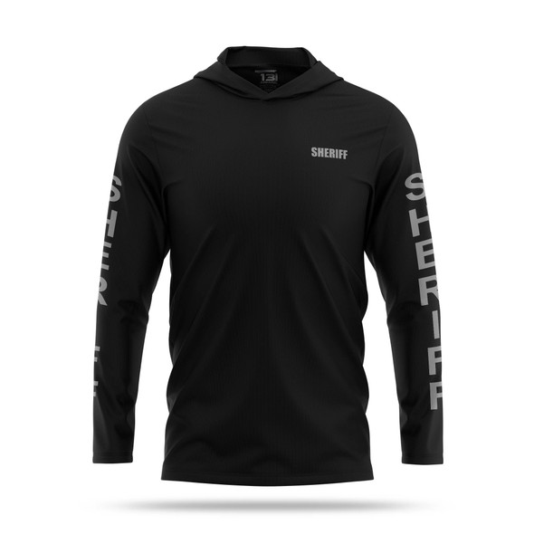 13 Fifty Apparel Men's Hooded Long Sleeve, Black/Grey
